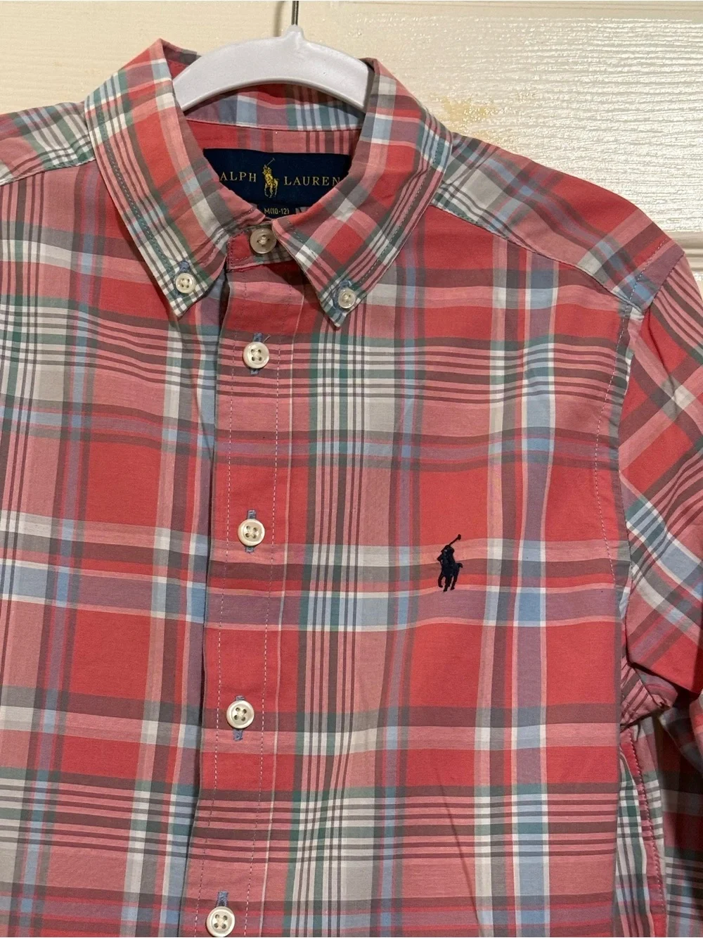 Ralph Lauren Red Plaid Button-Down kids Shirt size 10-12 #theclassy